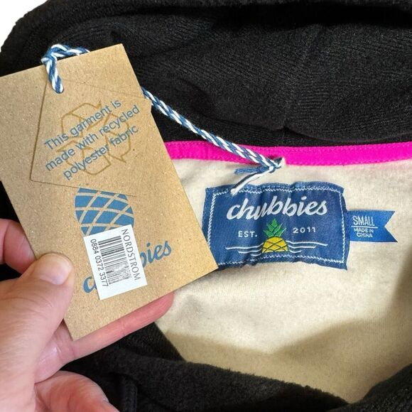 NWT Chubbies The Retro Splash Low-Pile Hoodie Women's Black Pink Front Zip M - Picture 4 of 11